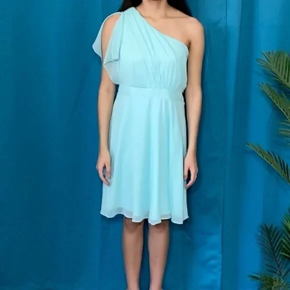 White House Black Market light blue dress . - Picture 2 of 5